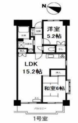 タウンコート湘南(2LDK/6階)の間取り写真