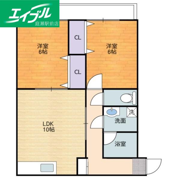成広伊田コーポ(2LDK/2階)の間取り写真