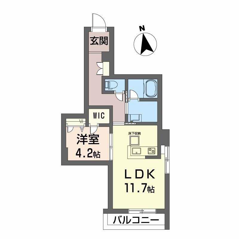 ディアマント番町(1LDK/1階)の間取り写真
