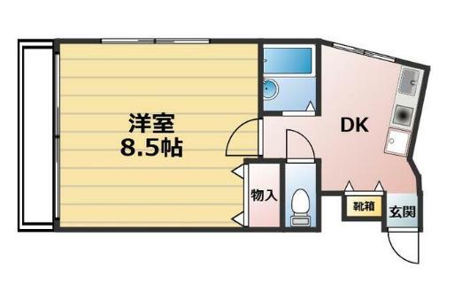 ケーハイツ(1DK/3階)の間取り写真