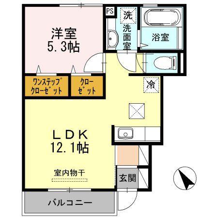 ル・ボア拝島B(1LDK/1階)の間取り写真