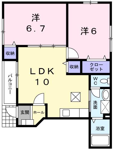 オブコニカ(2LDK/1階)の間取り写真