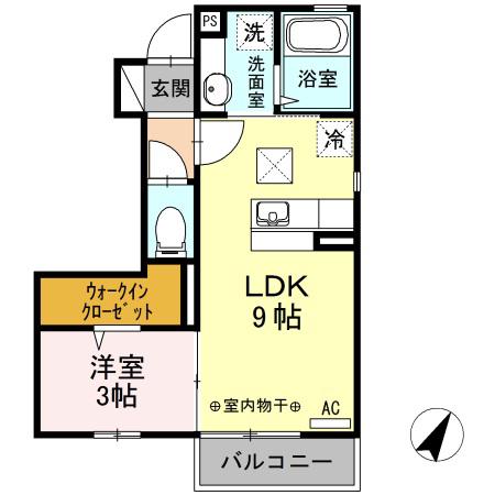 ソル・クラーロ(1LDK/1階)の間取り写真