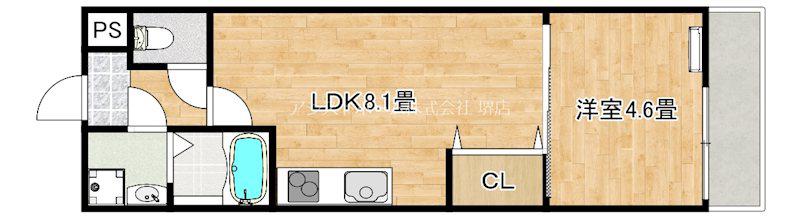 フジパレス堺大浜III番館(1LDK/1階)の間取り写真