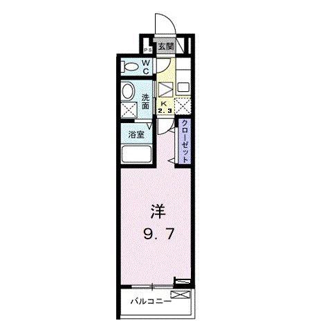 ソレアード・カミノ(1K/1階)の間取り写真
