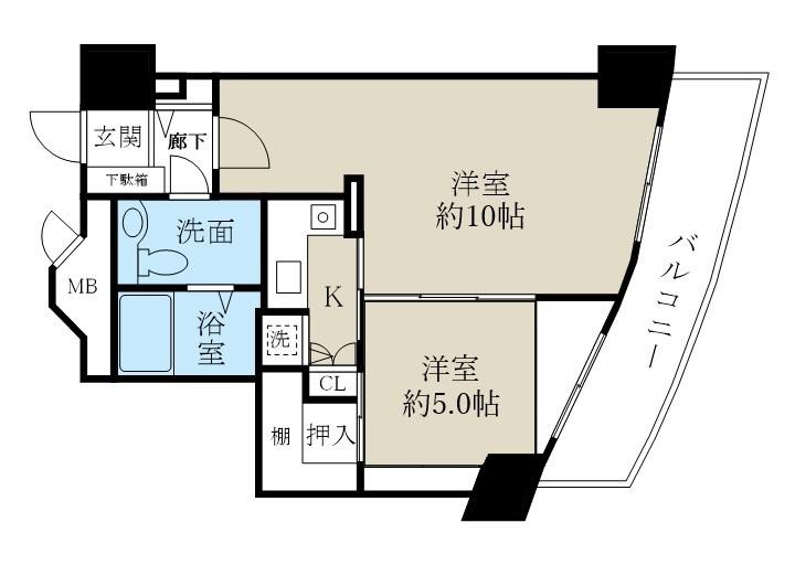 新潟ダイカンプラザ遊学館(2K/13階)の間取り写真