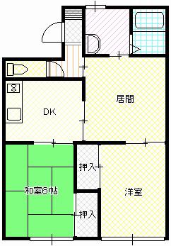 シャトレ若松(2LDK/2階)の間取り写真
