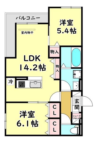ロイヤルクレヴィア(2LDK/2階)の間取り写真