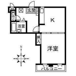 大須寿ビル(1DK/8階)の間取り写真