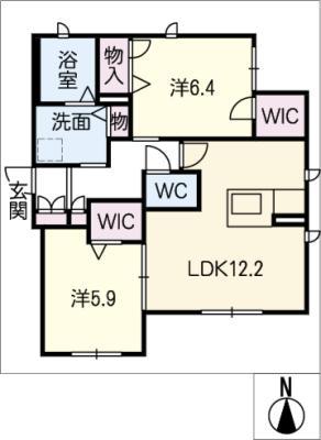 クローバー(2LDK/1階)の間取り写真