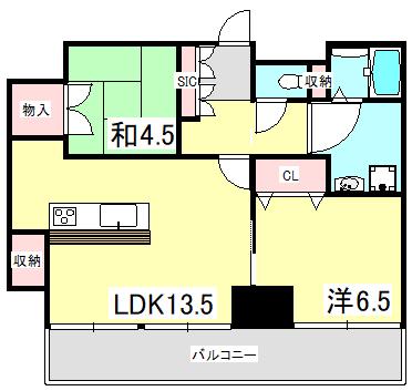 アスタ新長田タワーズコート2番館コート棟(2LDK/7階)の間取り写真