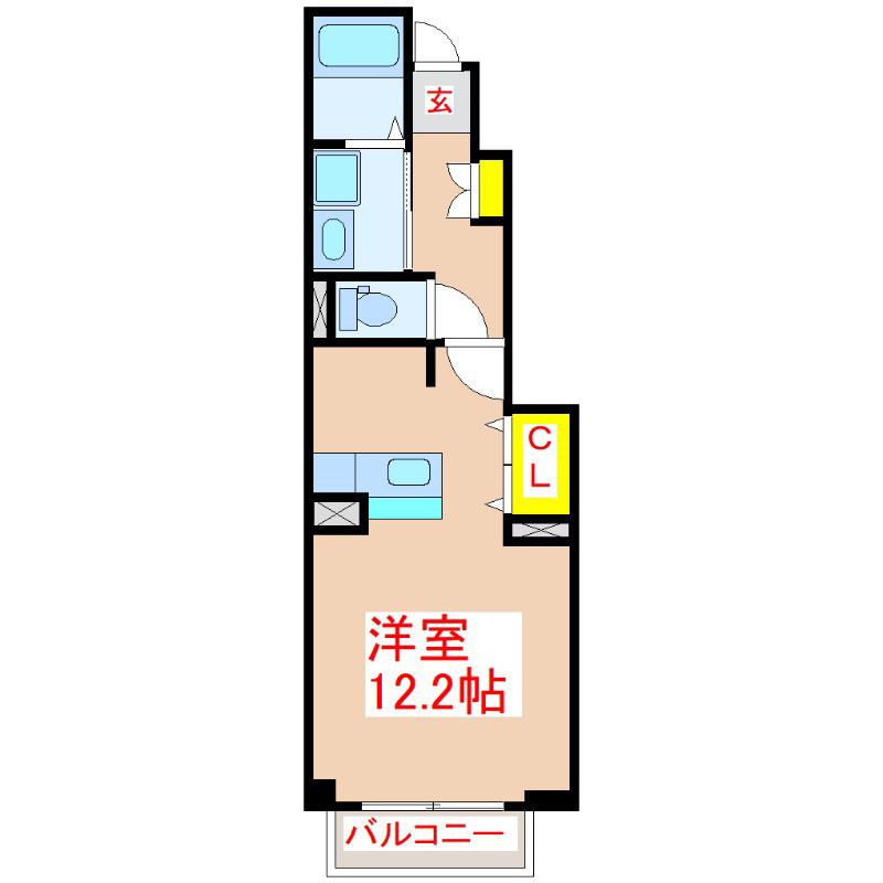 スカイラークII(ワンルーム/1階)の間取り写真