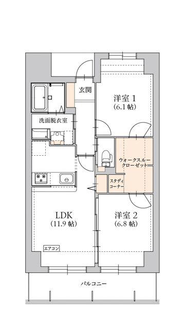 グラン トガリーゼ(2LDK/6階)の間取り写真