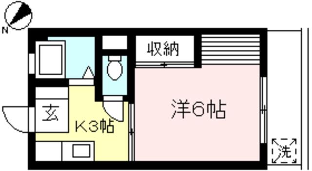 サンワビル(1K/2階)の間取り写真