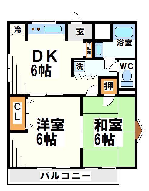 内田マンションI(2DK/2階)の間取り写真