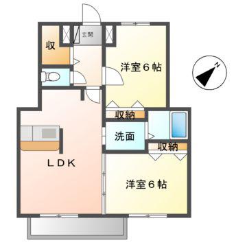 豊和サンク(2LDK/1階)の間取り写真