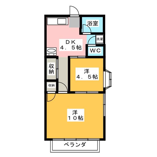 メリーポピンズ(2DK/2階)の間取り写真