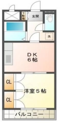 セリエ八代(1DK/2階)の間取り写真