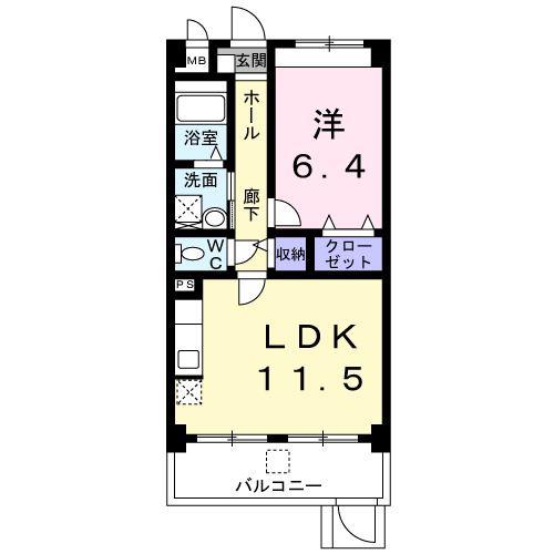 サン・アルバーダ(1LDK/1階)の間取り写真