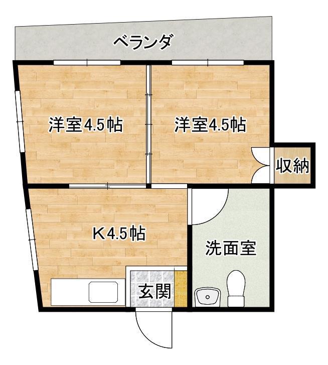 久貝アパート(2K/2階)の間取り写真