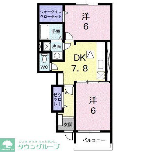 カーサ・アバンツァート(2DK/1階)の間取り写真