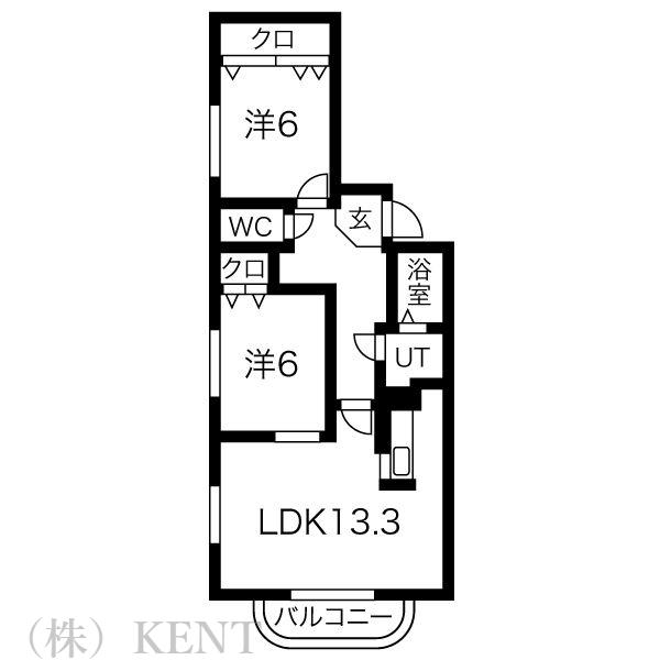 セントポーリアアイリス(2LDK/4階)の間取り写真