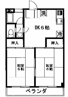 丸山マンション(2DK/3階)の間取り写真