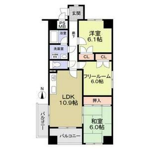 ヴィテイユメゾン成尾(3LDK/9階)の間取り写真