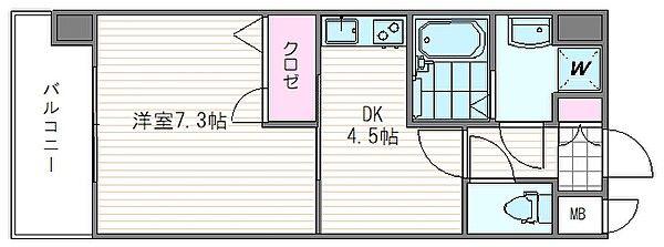 ピュアドーム高宮イースト(1DK/6階)の間取り写真