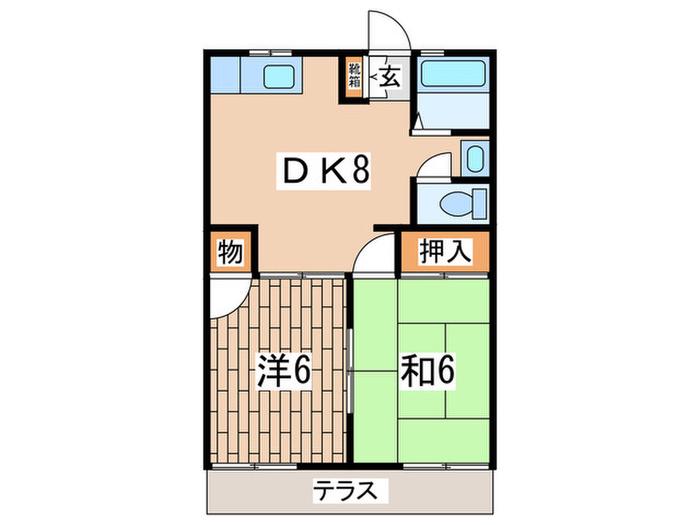 サンライズ高坂(2DK/2階)の間取り写真