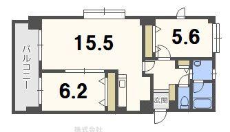 NOVA東札幌(2LDK/11階)の間取り写真