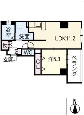 ベルプラウド白壁(1LDK/2階)の間取り写真