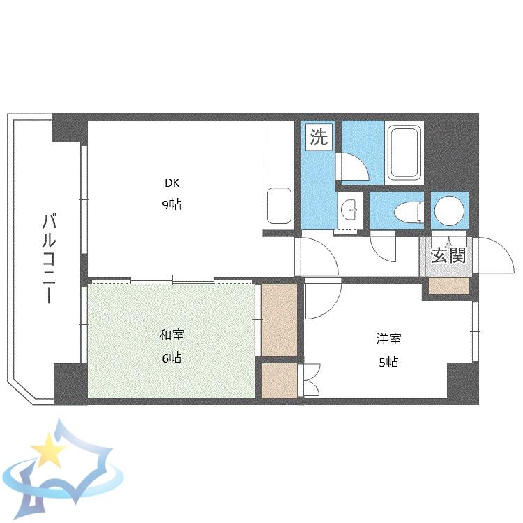 ライオンズマンション円山公園(2DK/5階)の間取り写真