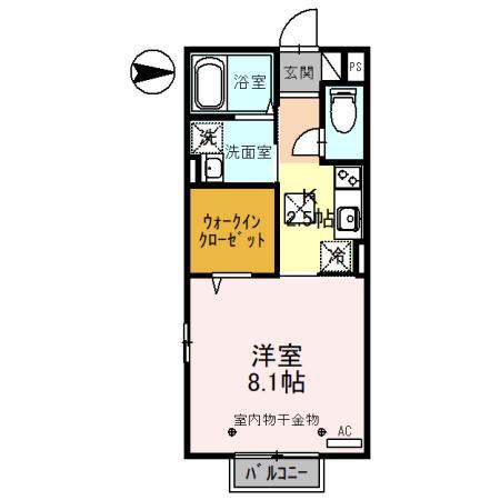 INFINITY G(1K/1階)の間取り写真
