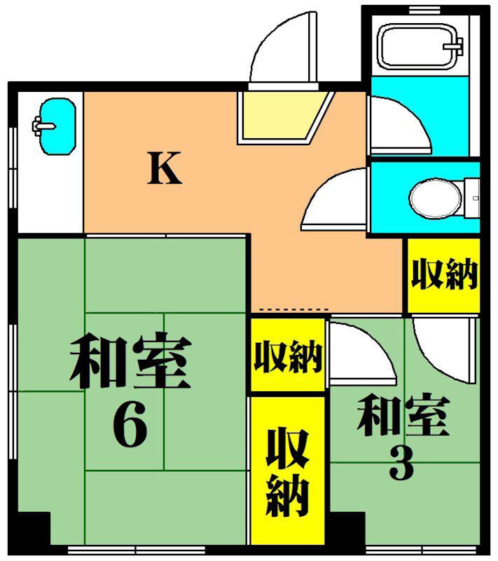 田中ビル(2K/2階)の間取り写真