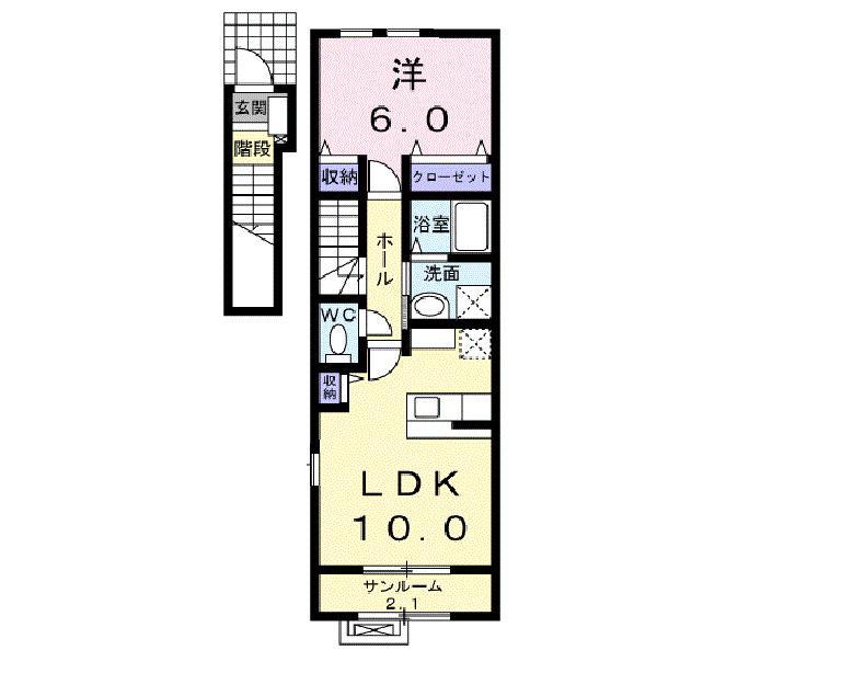 ビオレタ(1LDK/2階)の間取り写真