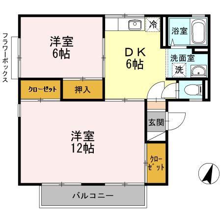セジュールM(2DK/2階)の間取り写真