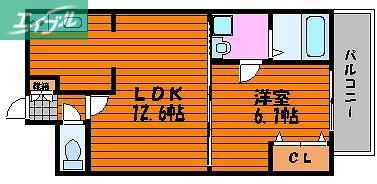 FLATS豊成(1LDK/2階)の間取り写真