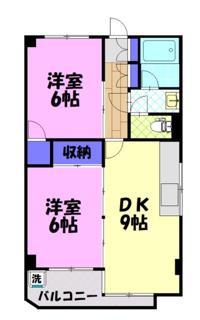 カズサビル(2DK/2階)の間取り写真
