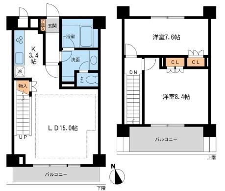 NTPRレジデンス鷹番(2LDK/3階)の間取り写真