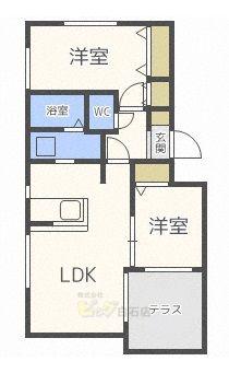 ブランシャール東札幌(2LDK/1階)の間取り写真