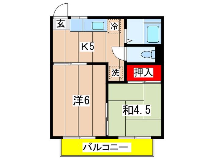 フォ―ブル橘(2K/2階)の間取り写真