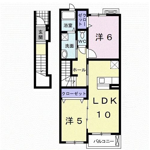 サンタモニカ(2LDK/2階)の間取り写真