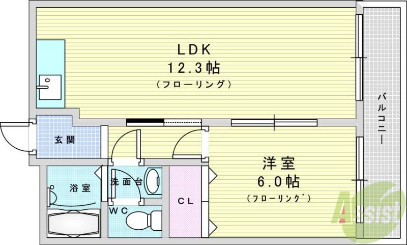 ミスターK上新庄(1LDK/2階)の間取り写真
