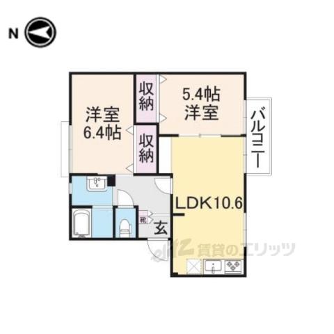 エクセル青垣(2LDK/1階)の間取り写真