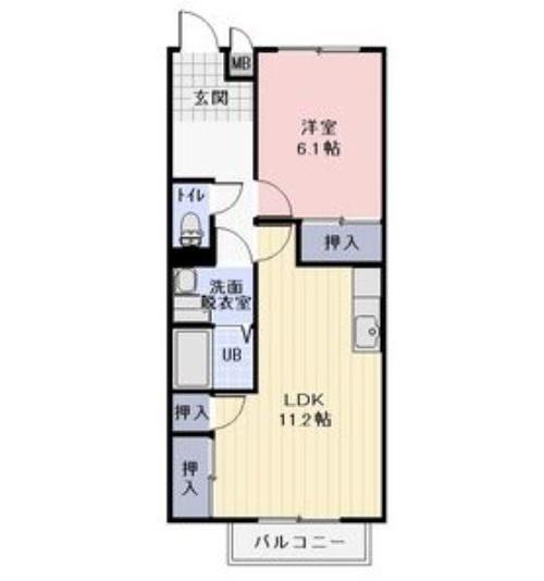 グランデール多田(1LDK/1階)の間取り写真