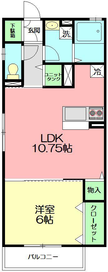 ディアベルジュ(1LDK/2階)の間取り写真