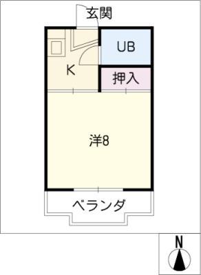 カームハウス日進(1K/1階)の間取り写真