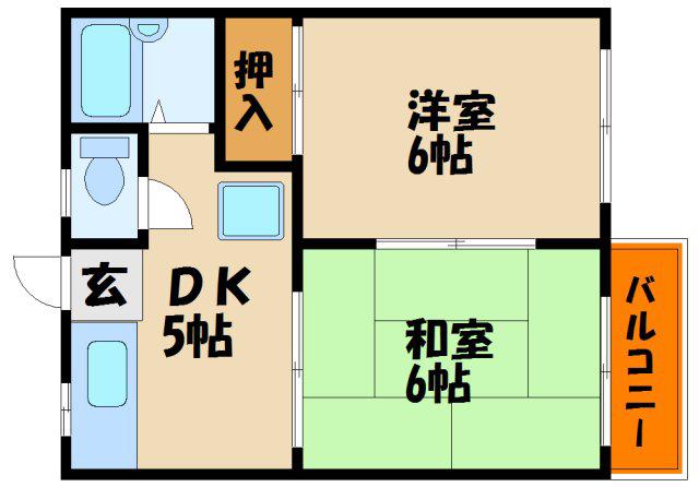 フォーブルふじ(2DK/2階)の間取り写真