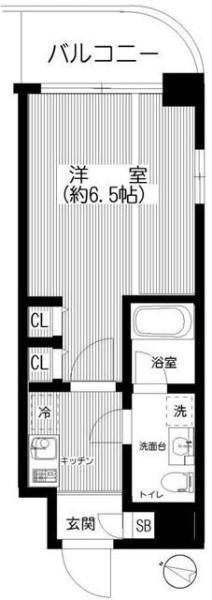 グリフィン横浜・桜木町駅前弐番館(1K/2階)の間取り写真
